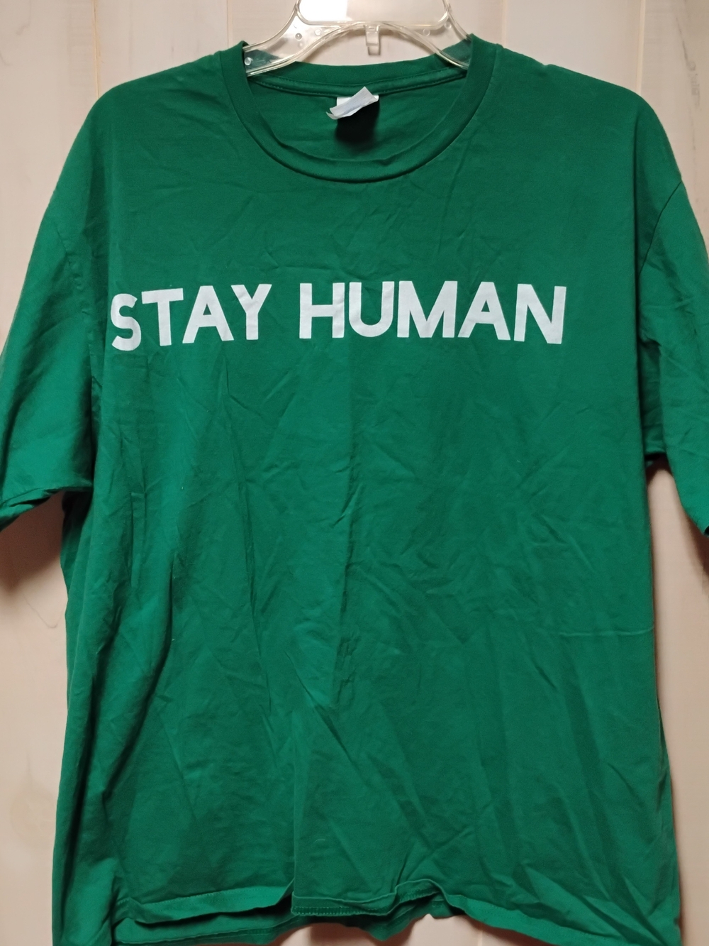 Stay Human Graphic Tee - Green Short Sleeve Shirt